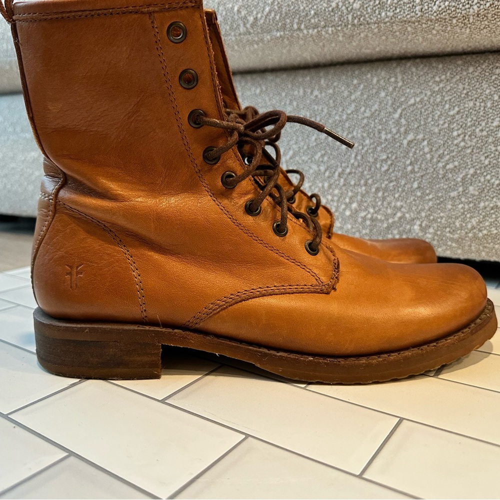 Frye leather combat boots brown 9.5
